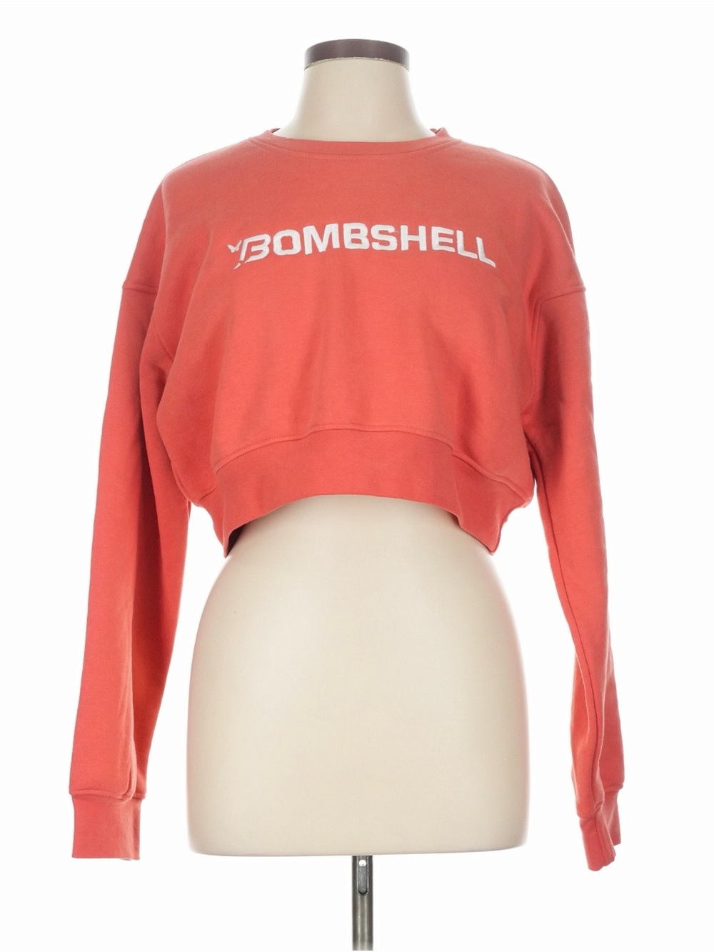 B Couture Bombshell Cropped Sweatshirt Athletic Top Large Coral